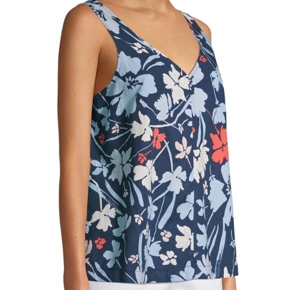 Time&Tru Floral V-Neck Woven Tank Top Medium 8-10 - Picture 4 of 16